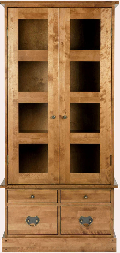 Laura Ashley Garrat Honey 2 Door 4 Drawer Display Cabinet with glass panelled doors and internal shelving with 4 lower storage drawers