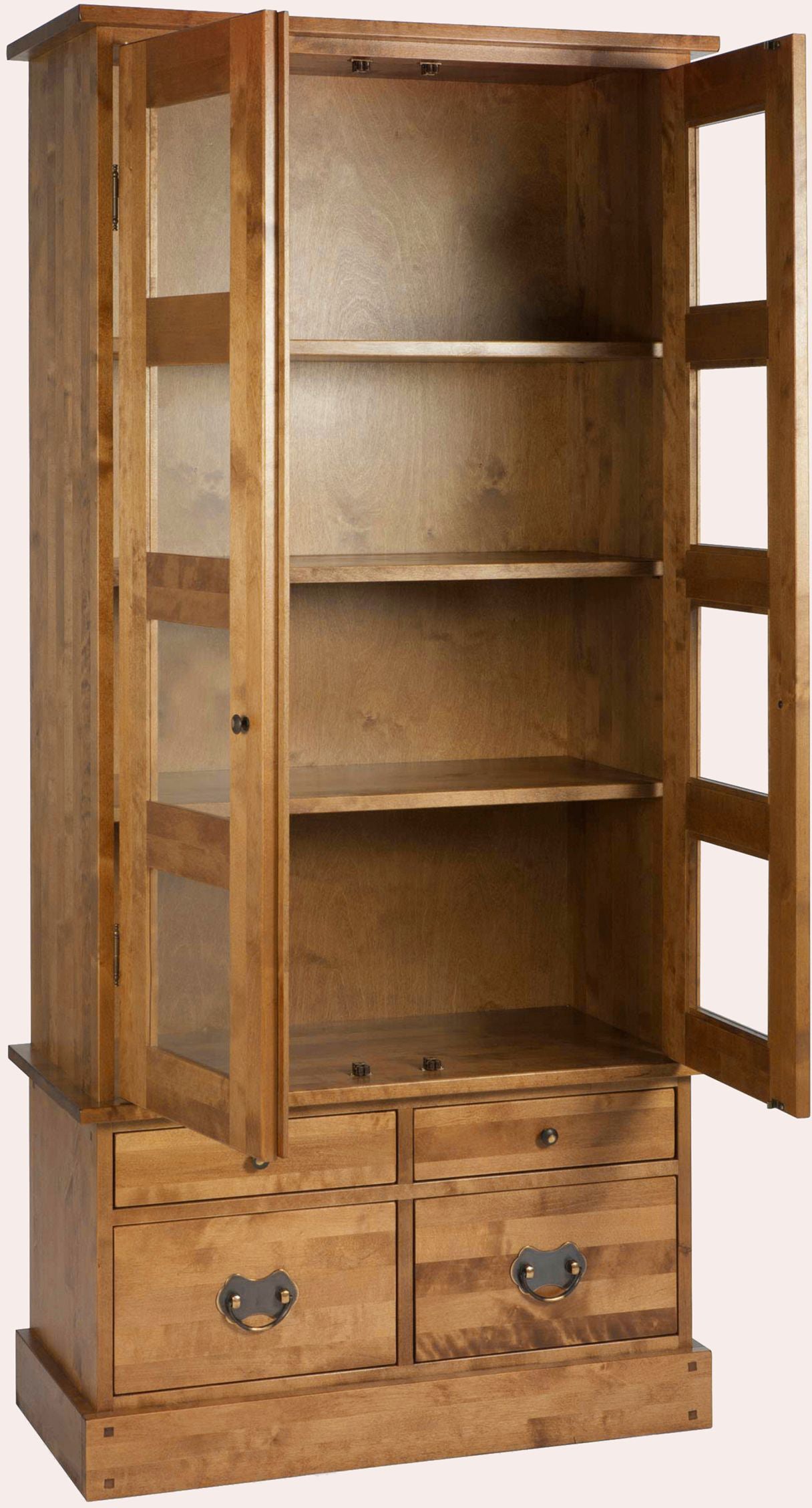 Laura Ashley Garrat Honey 2 Door 4 Drawer Display Cabinet features glass panelled doors with 4 internal wooden shelves and 4 lower storage drawers