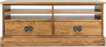 Laura Ashley Garrat Honey 2 Drawer TV cabinet with 2 storage drawers and 4 open shelves