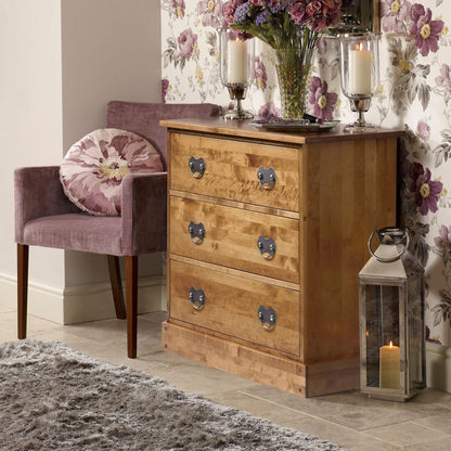 Garrat honey chest of drawers with three spacious storage drawers from Laura Ashley