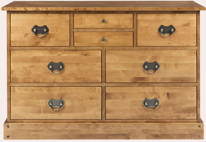 Laura Ashley Garrat Honey 4+4 Drawer Chest features 8 various sized drawers with metal handles in a warm honey birch wood finish