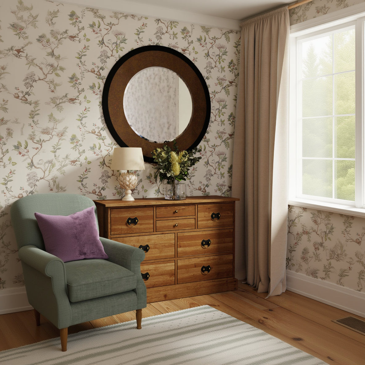 Garrat Honey 8 drawer chest from Laura Ashley is suitable for bedrooms and living spaces alike, traditionally crafted from birch wood with metal handles.
