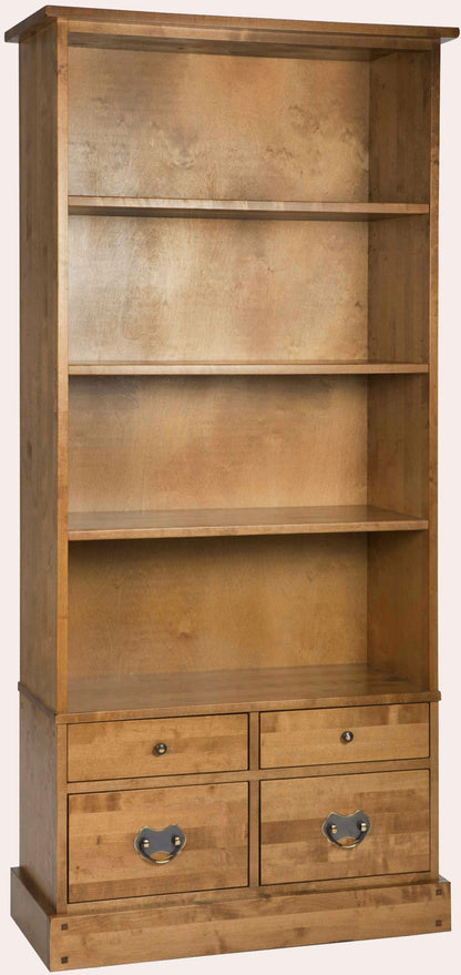 Laura Ashley Garrat Honey 4 Drawer Single Bookcase made from solid birch wood and veneers with 4 spacious, deep shelves and 4 lower drawers with metal handles 