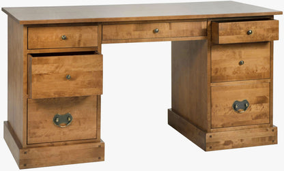 Laura Ashley Garrat Honey 7 Drawer Desk features 7 drawers of various sizes made from a solid honey coloured birch wood with metal handles
