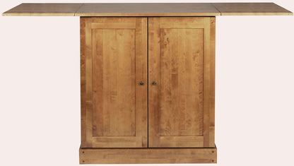 Laura Ashley Garrat Honey wooden bar cabinet with drop-leaf top creating extra serving space and organised interior compartments behind the double doors