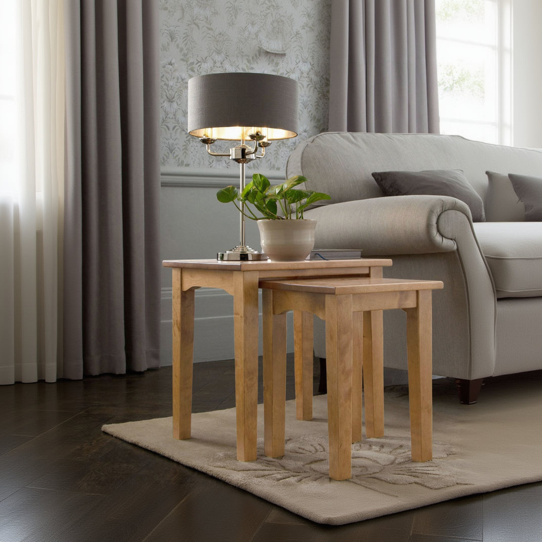 Laura Ashley Garrat Honey Nest of 2 Tables made from solid birch wood