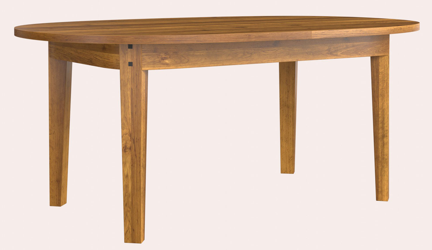 Traditional Garrat honey extending dining table by Laura Ashley with smooth oval top and sturdy wooden legs.