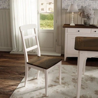 Laura Ashley Hapton dining chairs in with Soft Truffle painted frames, Dark Chestnut seats and classic Shaker ladder back design