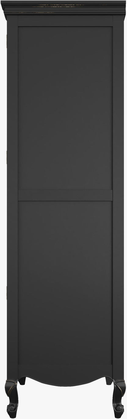 Laura Ashley Montpellier 2 Door 1 Drawer Wardrobe in Black has a classic French curved style with cabriole legs