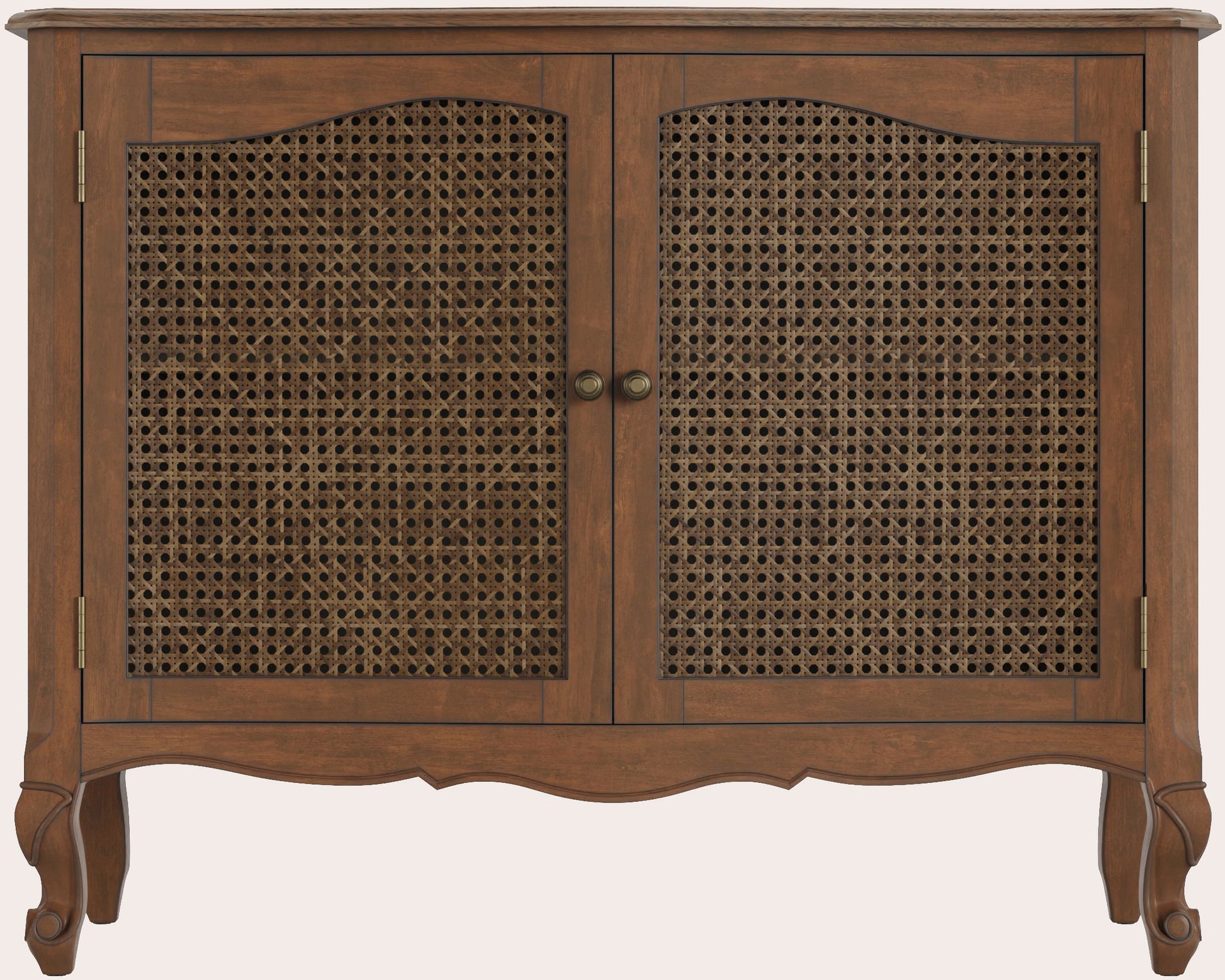 Laura Ashley Montpellier 2 Door walnut Sideboard with rattan panelled doors, curved French styling and cabriole legs