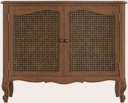Laura Ashley Montpellier 2 Door walnut Sideboard with rattan panelled doors, curved French styling and cabriole legs