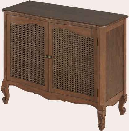 Laura Ashley Montpellier 2 Door Sideboard in Walnut with rattan panelled doors and cabriole legs