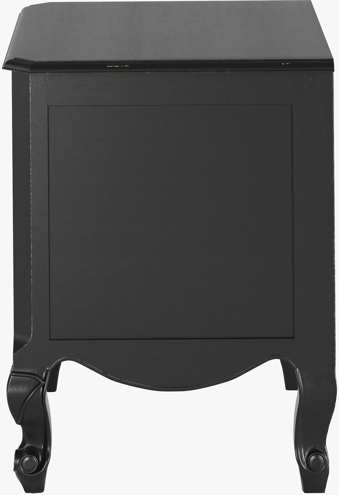 Laura Ashley Montpellier 2 drawer bedside chest in black with curved frame and cabriole legs