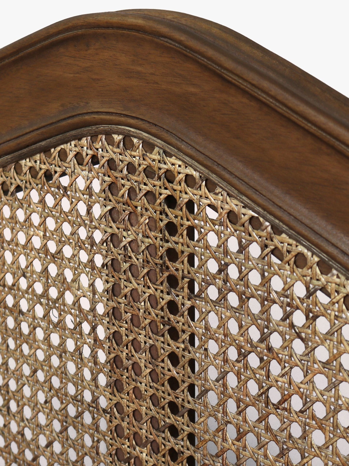 Laura Ashley Montpellier 5ft Bed frame in Walnut with elegant French styling including a rattan headboard