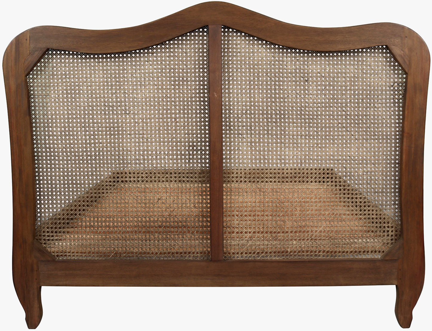 Laura Ashley Montpellier 5ft Bed frame in Walnut with rattan panelled headboard and curved cabriole legs
