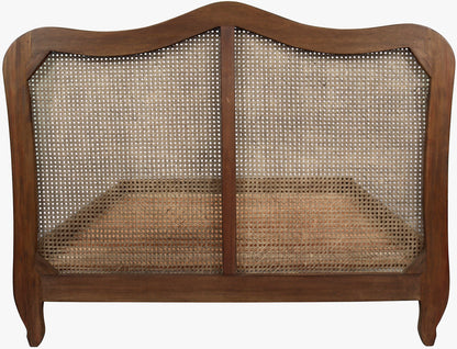 Laura Ashley Montpellier 5ft Bed frame in Walnut with rattan panelled headboard and curved cabriole legs