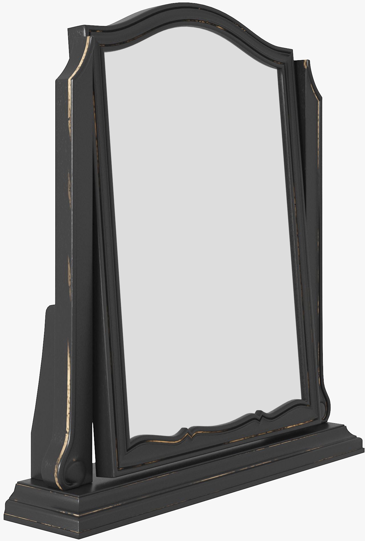Laura Ashley Montpellier Dressing Table Mirror in Black with distressed finish and French curved design