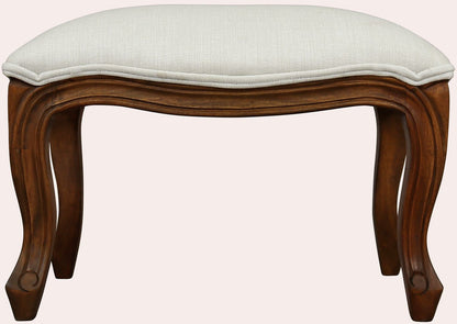 Laura Ashley Montpellier Upholstered Footstool with carved walnut frame and elegant French styling