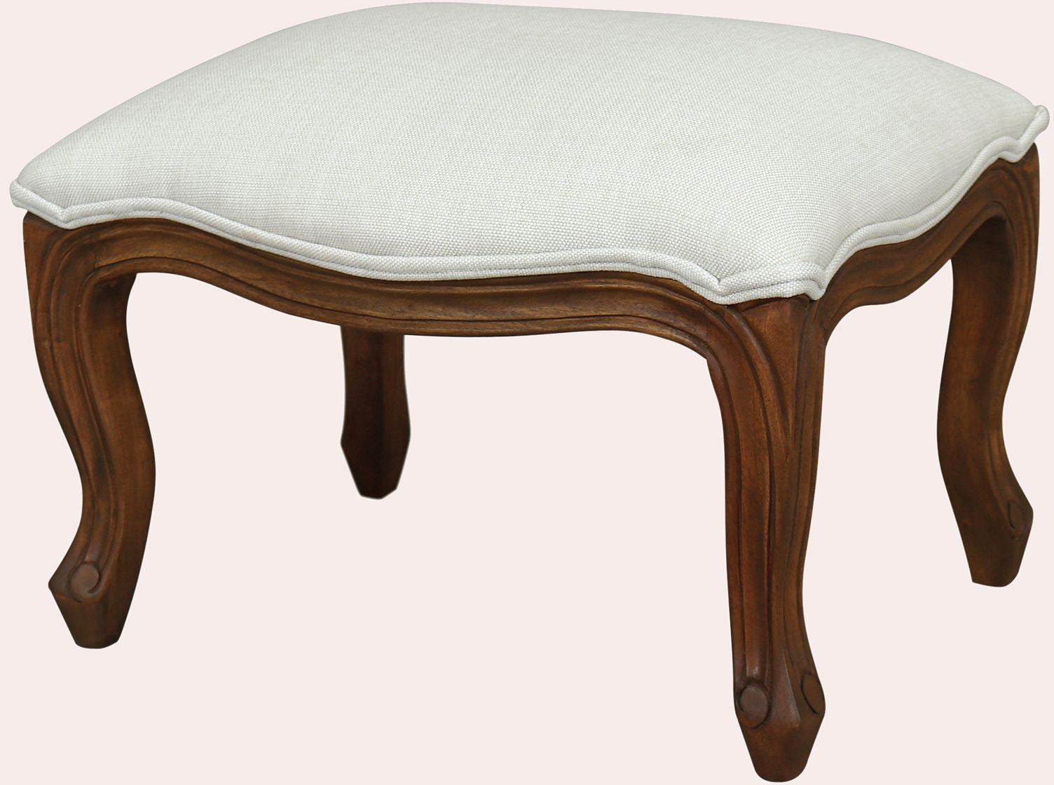 Laura Ashley Montpellier Upholstered Footstool with an elegant French carved  walnut frame 