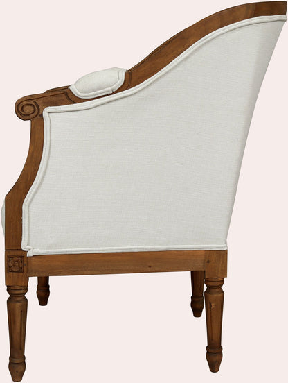 Laura Ashley Montpellier Upholstered Occasional Chair in walnut wood with a neutral coloured upholstery