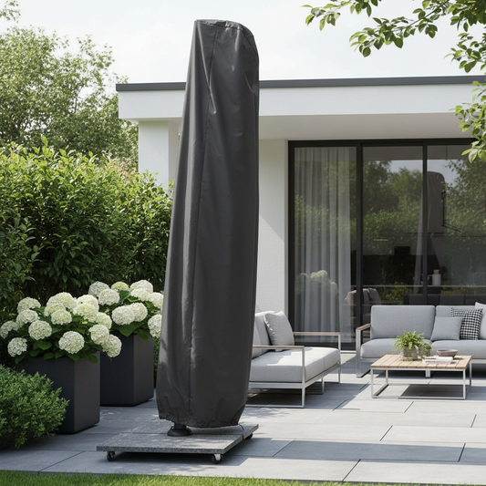 LifestyleGarden Premium Furniture Cover for cantilever parasol is engineered to shield your parasol from weather exposure and accidental damage during storage, this grey cover maintains your furniture's appearance and structural integrity. 