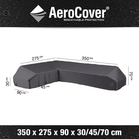 Lounge Aerocover 350cm x 275cm x 70cm L-Shaped furniture cover made from breathable lightweight ripstop polyester to help stop condensation and mold