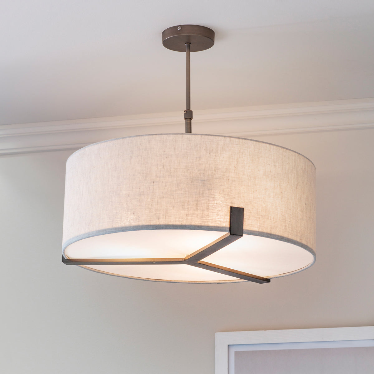 Gallery Direct Hayfield Pendant Light Bronze/Natural, styled in a room setting