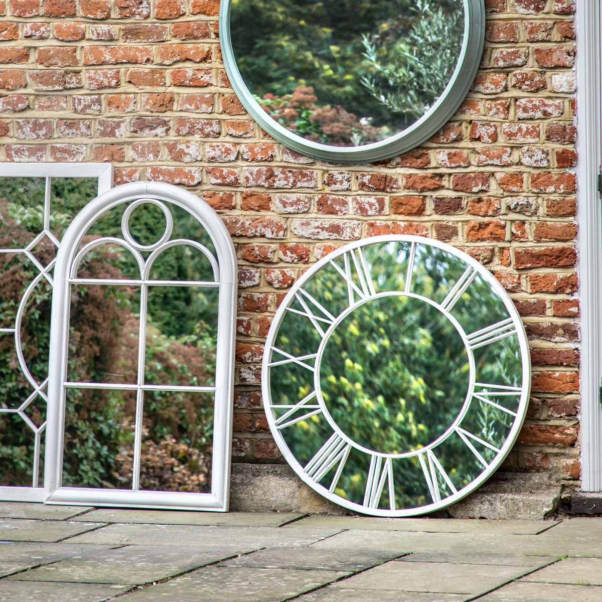 Gallery Direct Longfield Outdoor Mirror Distressed White - image 1