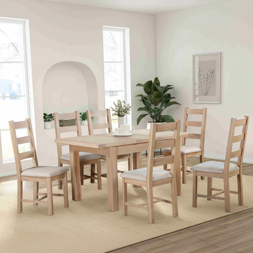 Papaya Foxington 120cm-153cm Extending Dining Table crafted from solid natural oak wood can seat 4-6 people 