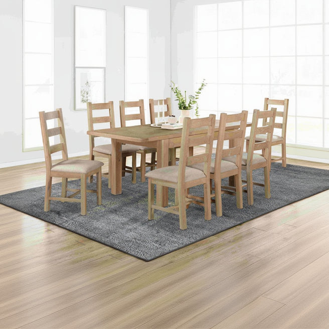 Papaya Foxington 140cm-200cm Butterfly Extending Dining Table crafted from solid Natural Oak with butterfly extension mechanism to seat 6-8 people
