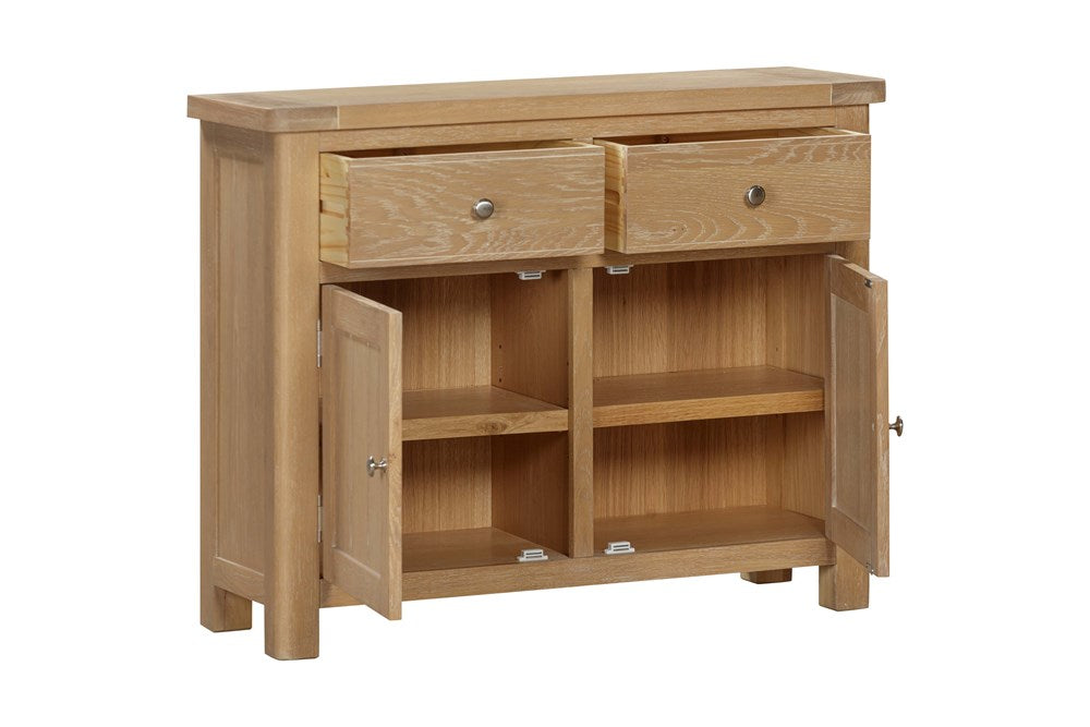 Papaya Foxington 2 Door 2 Drawer Sideboard in Solid Natural Oak with internal shelving