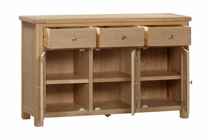 Papaya Foxington 3 Door 3 Drawer Sideboard in Natural Oak with internal shelving
