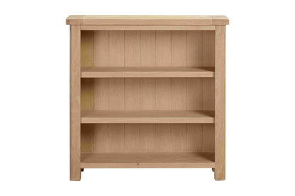 Papaya Foxington 90cm Low Bookcase features tongue and groove back panel detail against 3 generous shelves crafted from solid Natural Oak