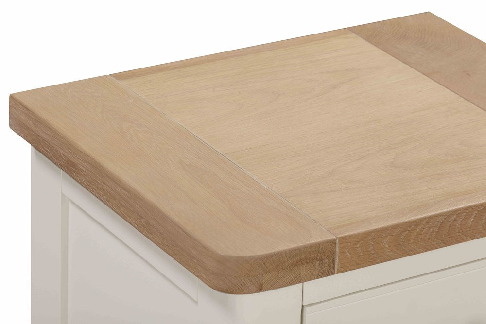 Papaya Foxington Bedside Table in off white painted frame with a solid oak table top