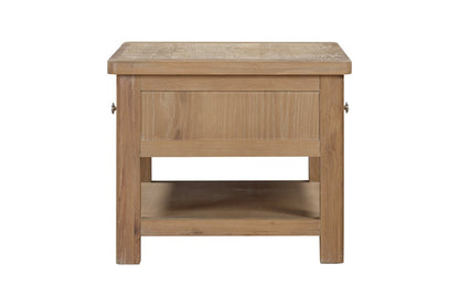 Papaya Foxington Coffee Table in solid natural oak wood with 2 Drawers that can be accessed from either side and a shelf underneath