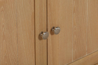 Papaya Foxington Compact 2 door 1 drawer sideboard in Natural Oak with silver door knobs