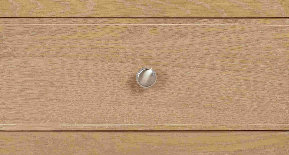 Papaya Foxington Corner TV Cabinet in Natural Oak with 2 storage drawers and metal drawer knobs