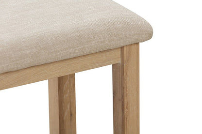 Papaya Foxington Dressing Table Set in Natural Oak features a 3 drawer dressing table and matching mirror and an upholstered stool