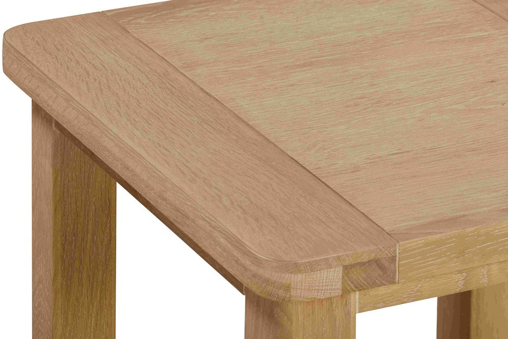 Papaya Foxington Lamp Table in Natural  solid oak has rounded corner details