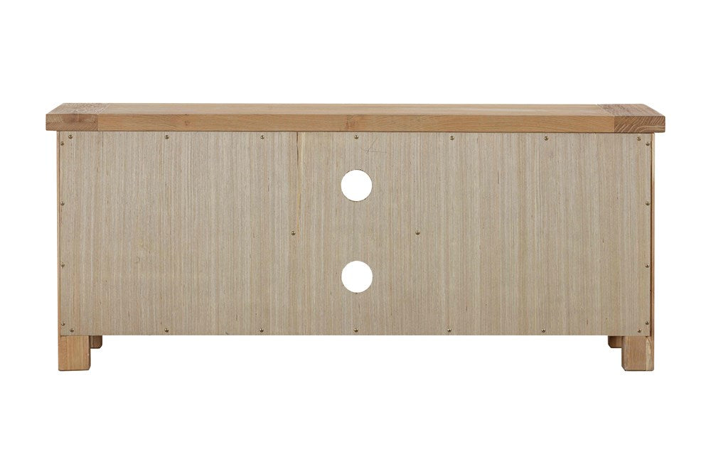 Papaya Foxington Large TV cabinet in Natural Oak with cable access holes at the rear