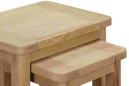 Papaya Foxington solid natural oak Nest of 2 Tables perfect for use as side, coffee or display tables 