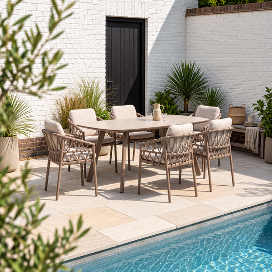 4 Seasons Outdoor Piacenza 6 Seat Barrel Dining Set