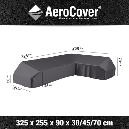 Platform AeroCover Right Hand furniture cover measures 325cm x 255cm x 70cm and is made from a breathable and water-resistant ripstop polyester