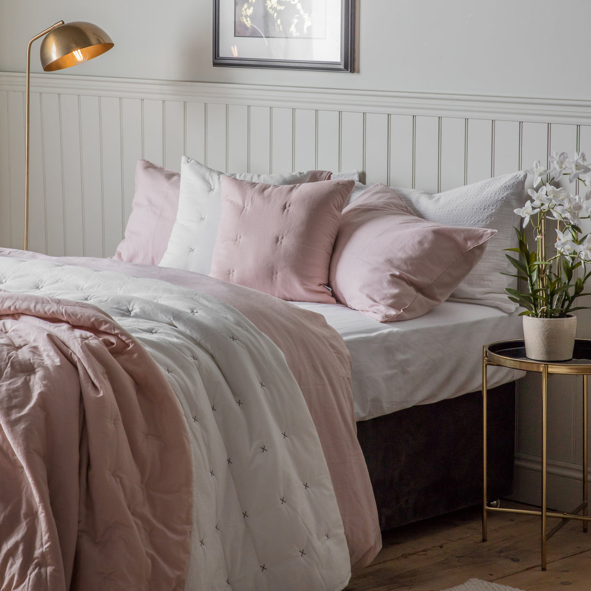 Gallery Direct Cotton Stitch Bedspread White Blush - image 1