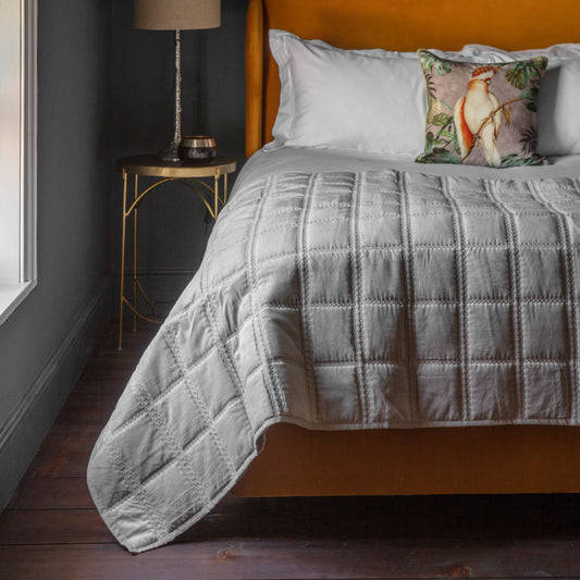 Gallery Direct Quilted Cotton Velvet Bedspread Grey - image 1