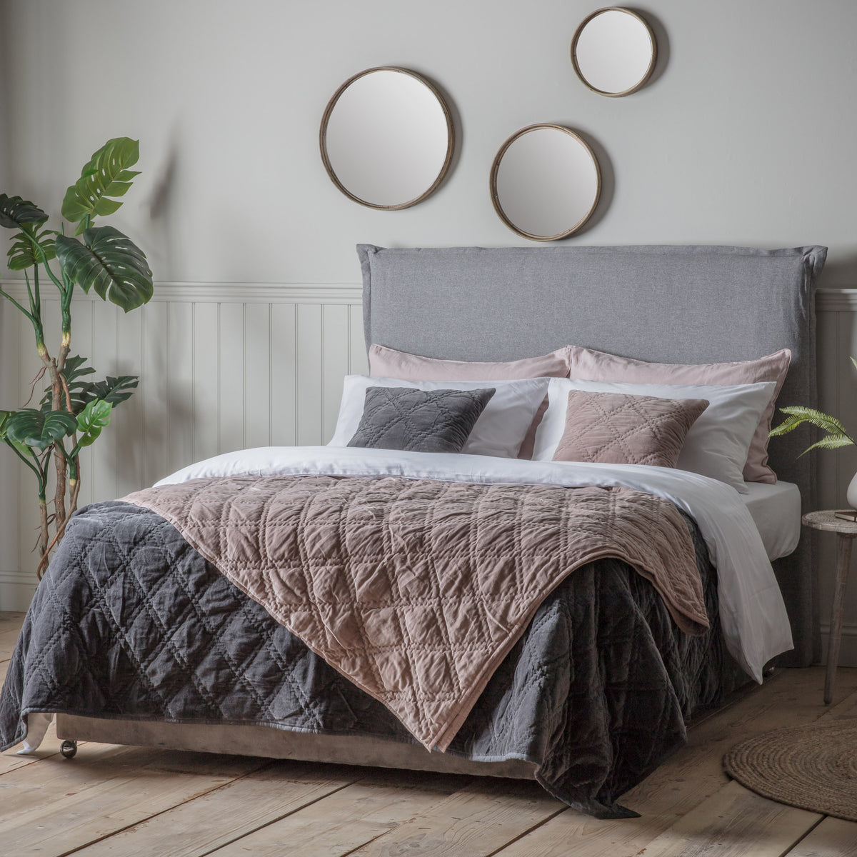 Gallery Direct Quilted Cotton Velvet Bedspread Blush - image 1