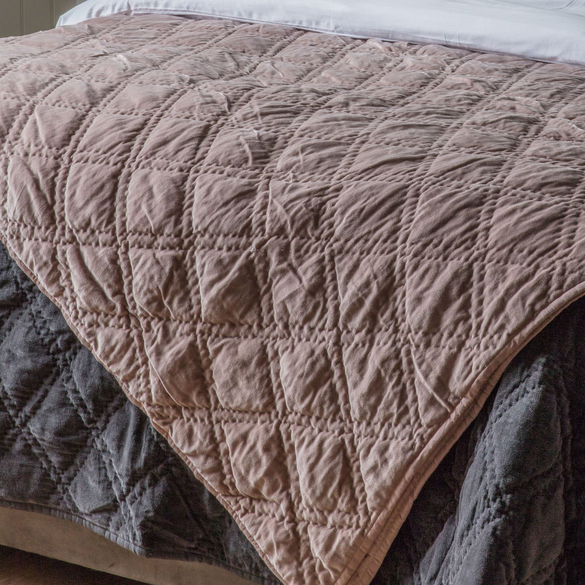 Gallery Direct Quilted Cotton Velvet Bedspread Blush - image 3