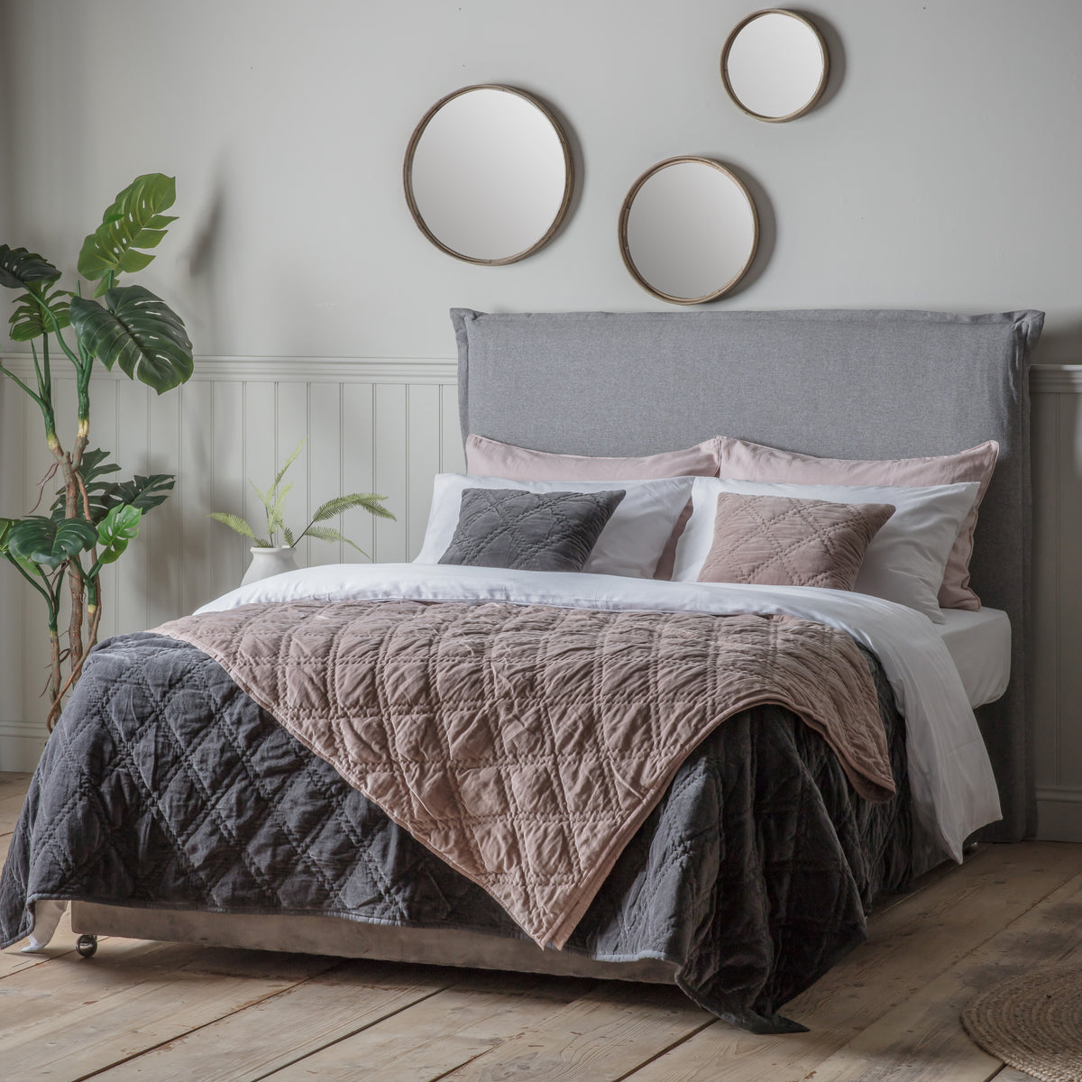 Gallery Direct Quilted Cotton Velvet Bedspread Charcoal - image 1