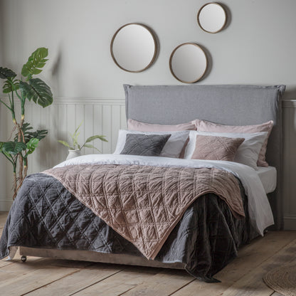 Gallery Direct Quilted Cotton Velvet Bedspread Charcoal - image 1