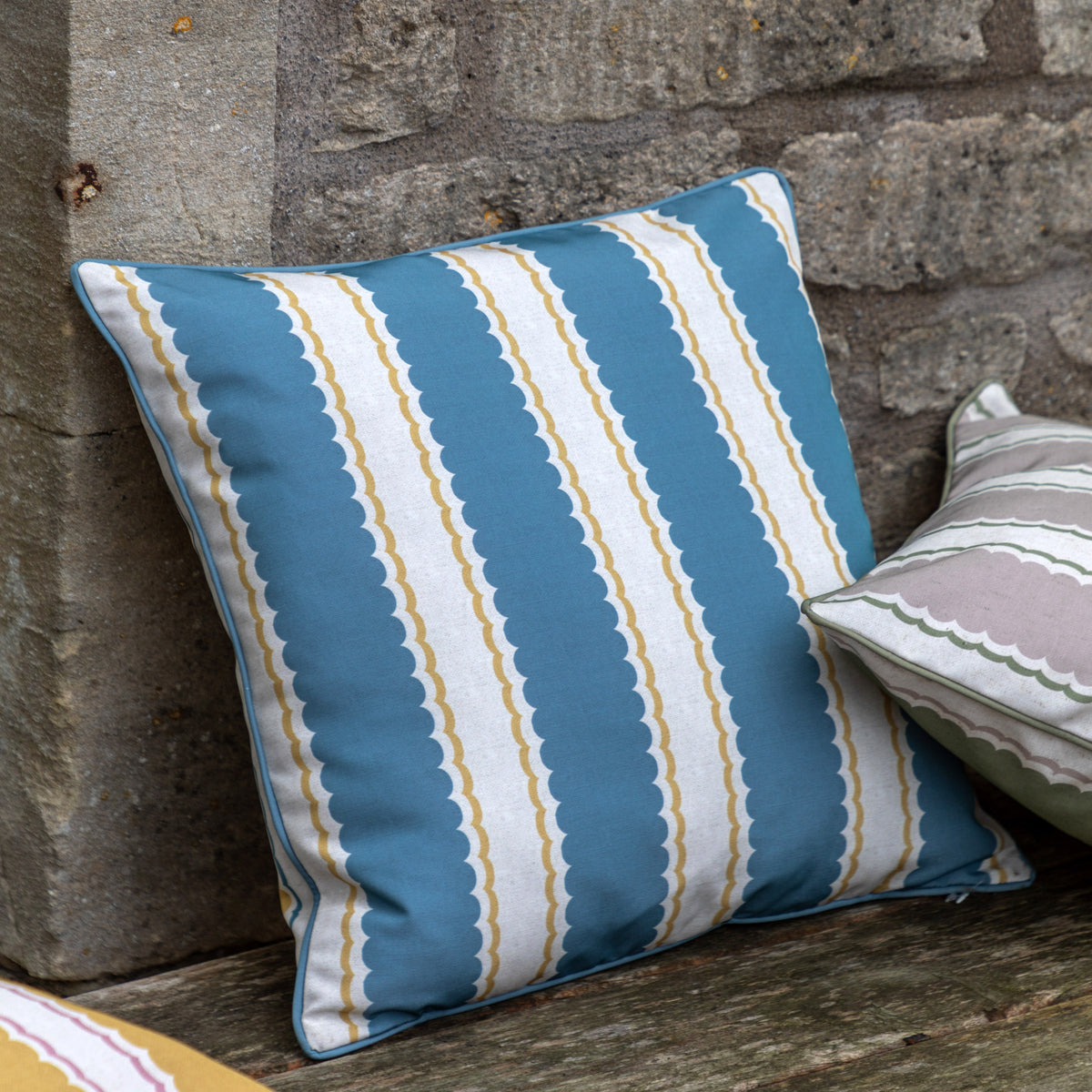 Gallery Direct Calivana Cushion Blue/Ochre Poly Filled - image 1